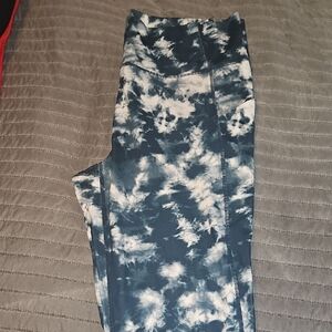Blue and White Tie-Dye Leggings